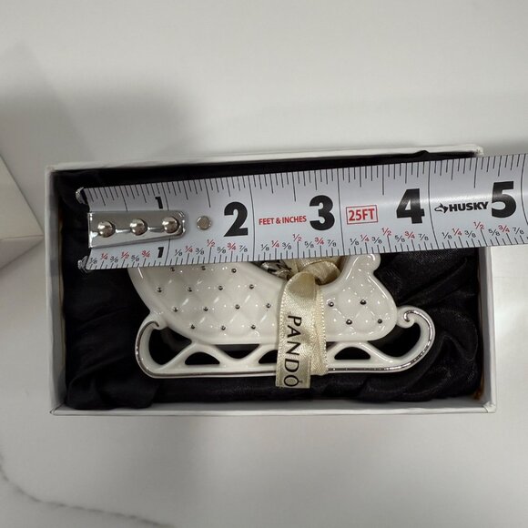 Pandora 2014 Limited Edition Porcelain Sleigh Ornament with Box Ivory Silver - Picture 9 of 10